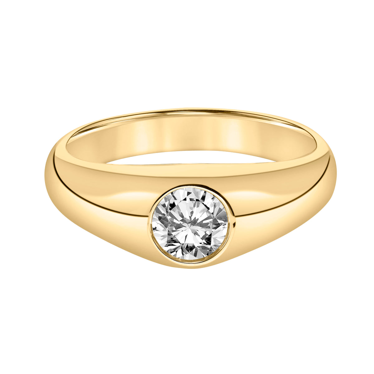 3.5mm Men's Modern Polished Band with Round Lab-Grown Diamond