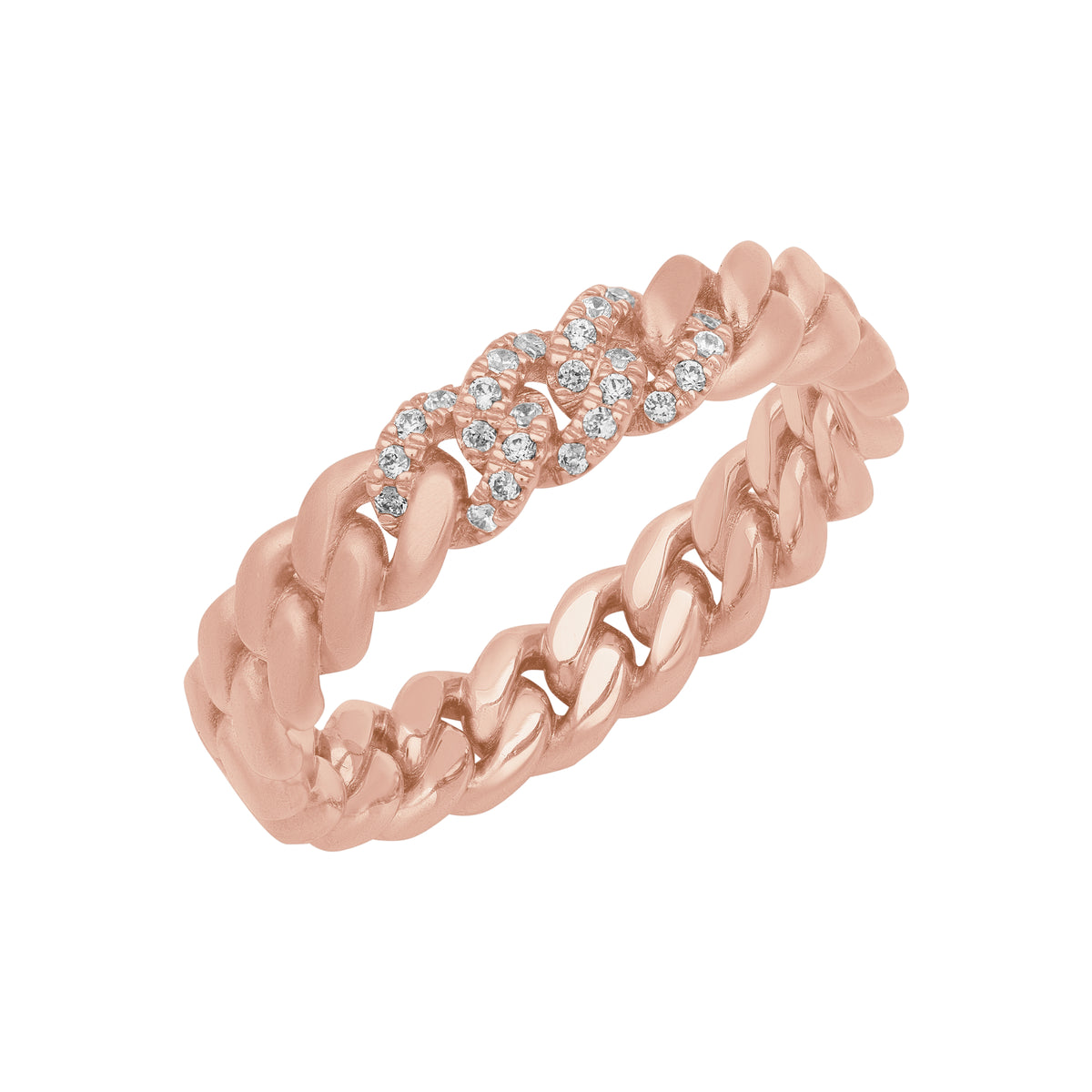 5MM Gold and Diamond Cuban Link Center and Flat Edge Band