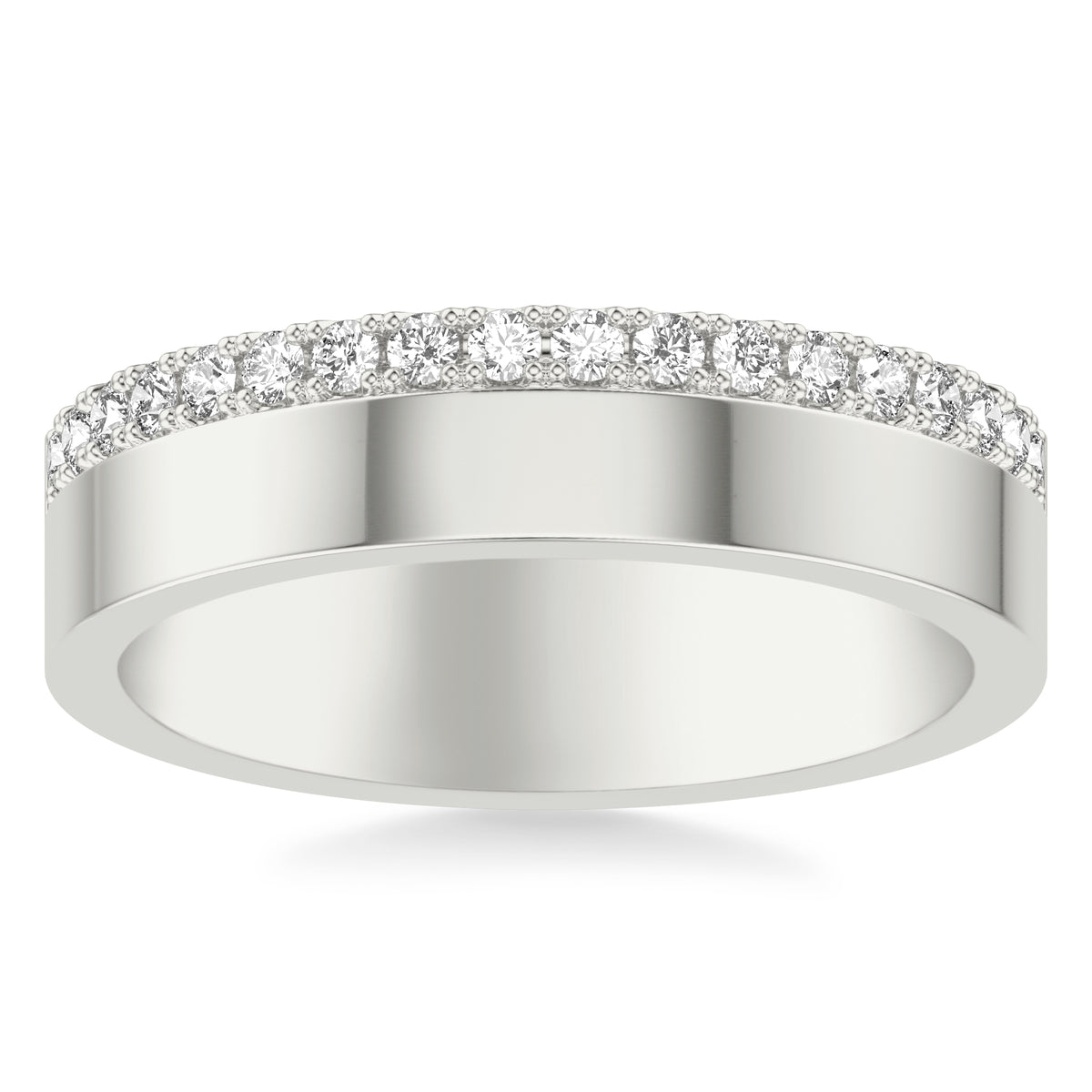 6MM Modernist Diamond Collection Asymmetrical Band with Prong set Diamonds and Polished Finish and Flat Diamond Edge Profile