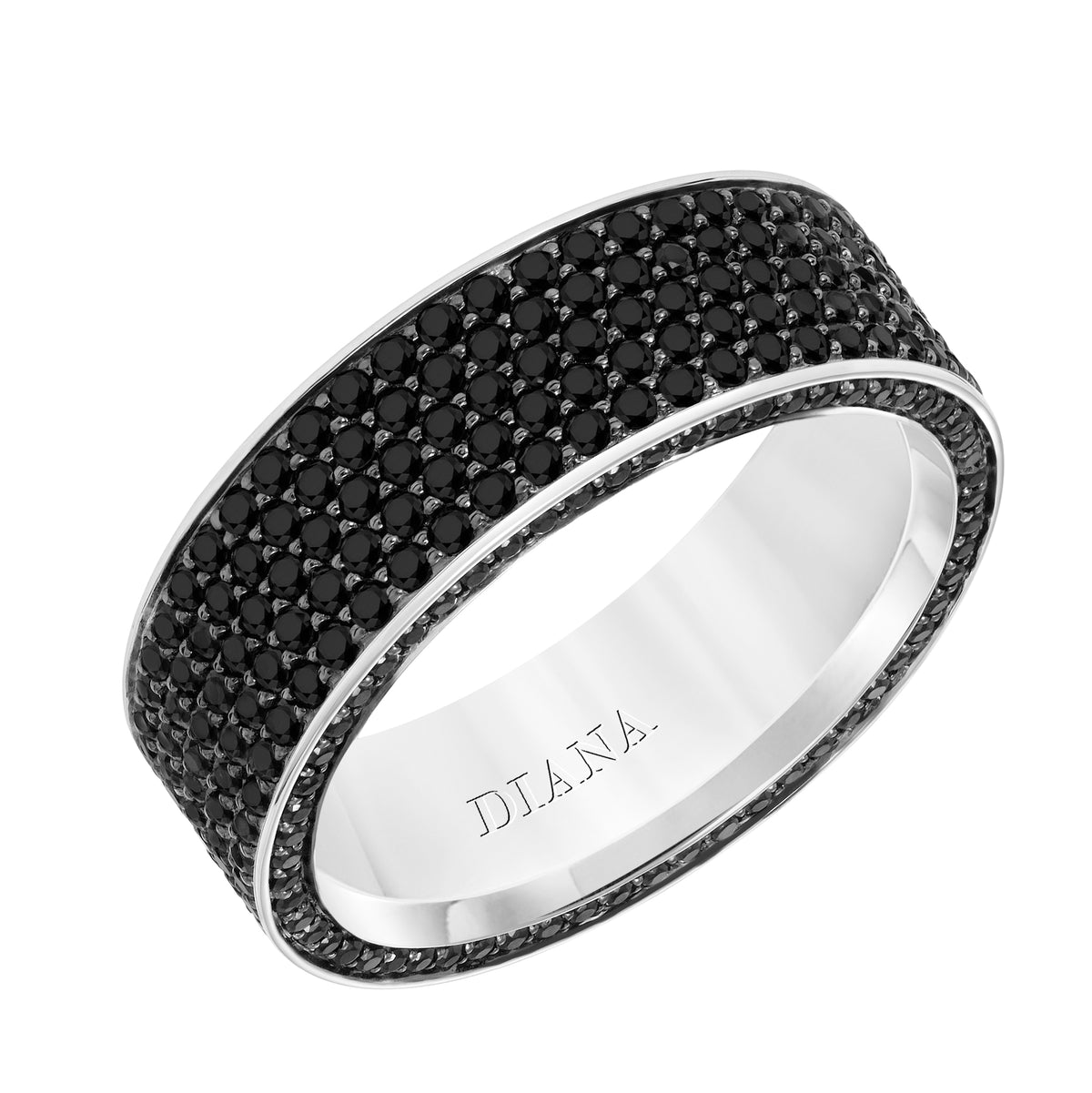Flat Edge Black Sapphire Wedding Band