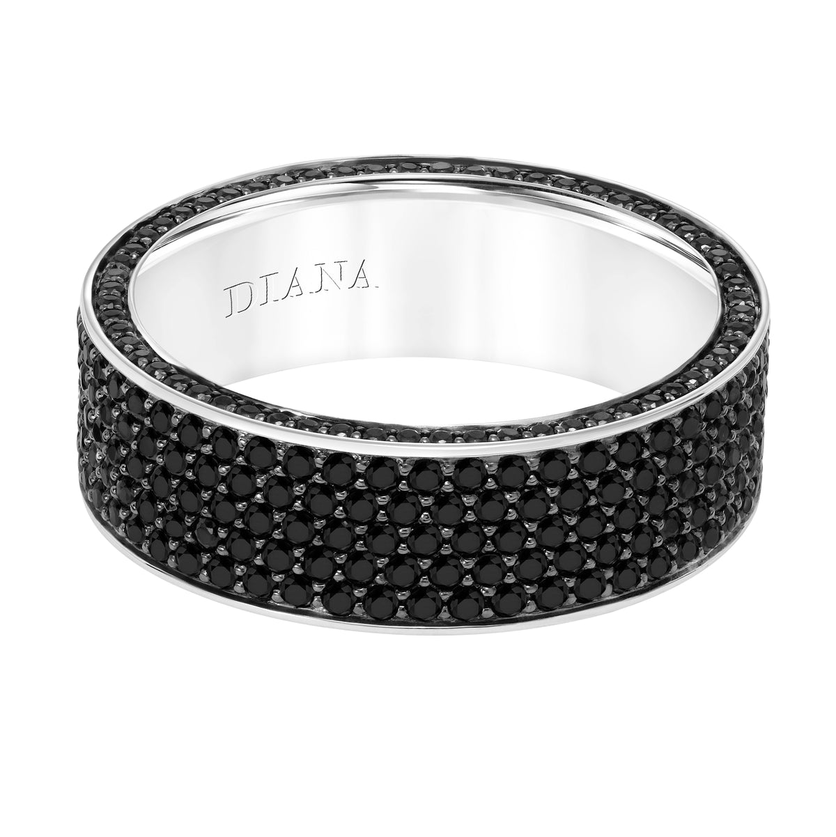 Flat Edge Black Sapphire Wedding Band