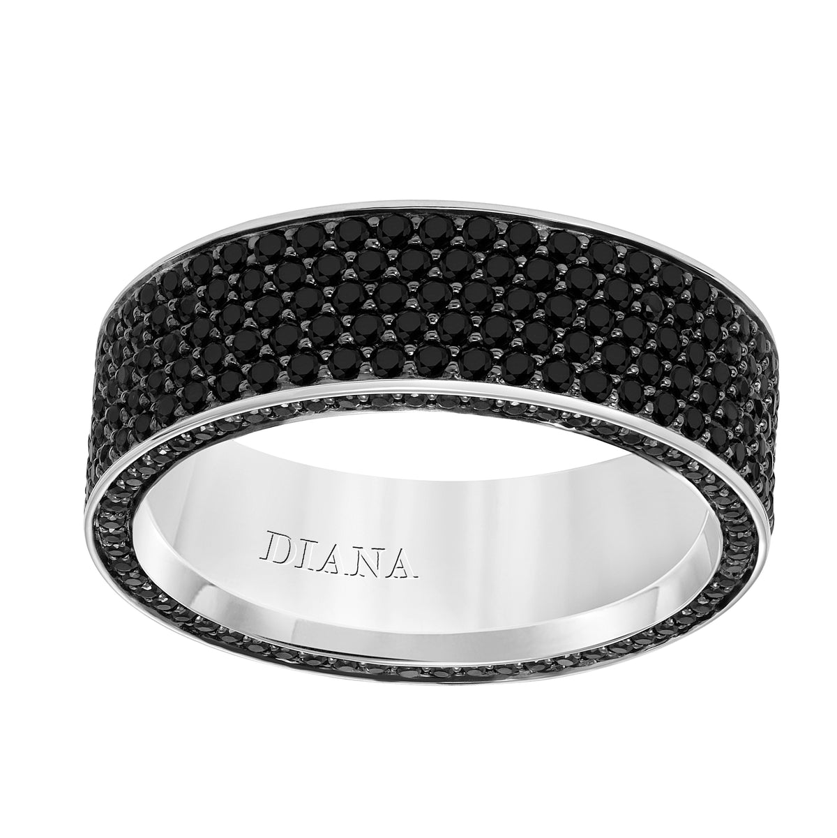 Flat Edge Black Sapphire Wedding Band