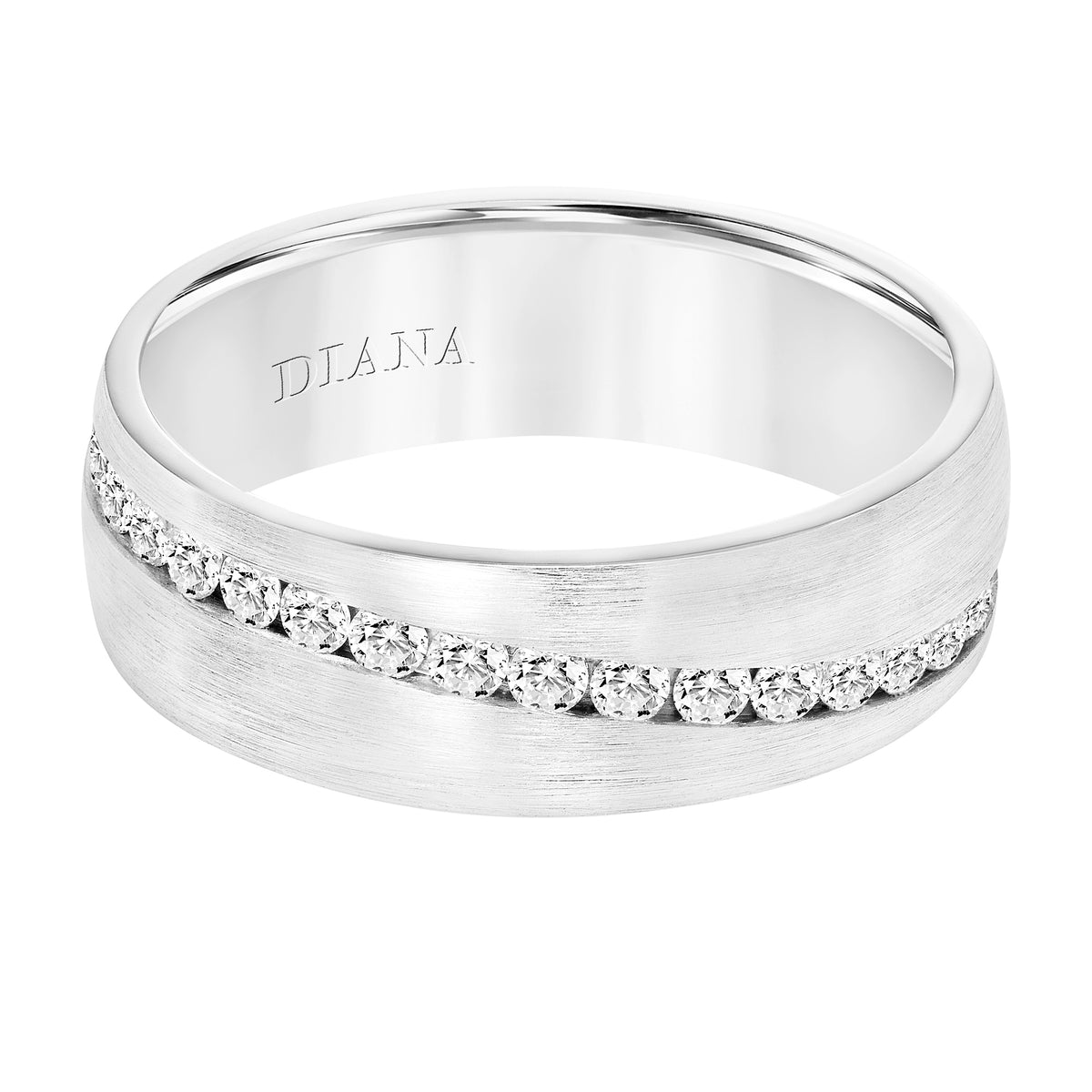 Ladies Band with Domed Satin Finish with All Around Channel Set Diamonds