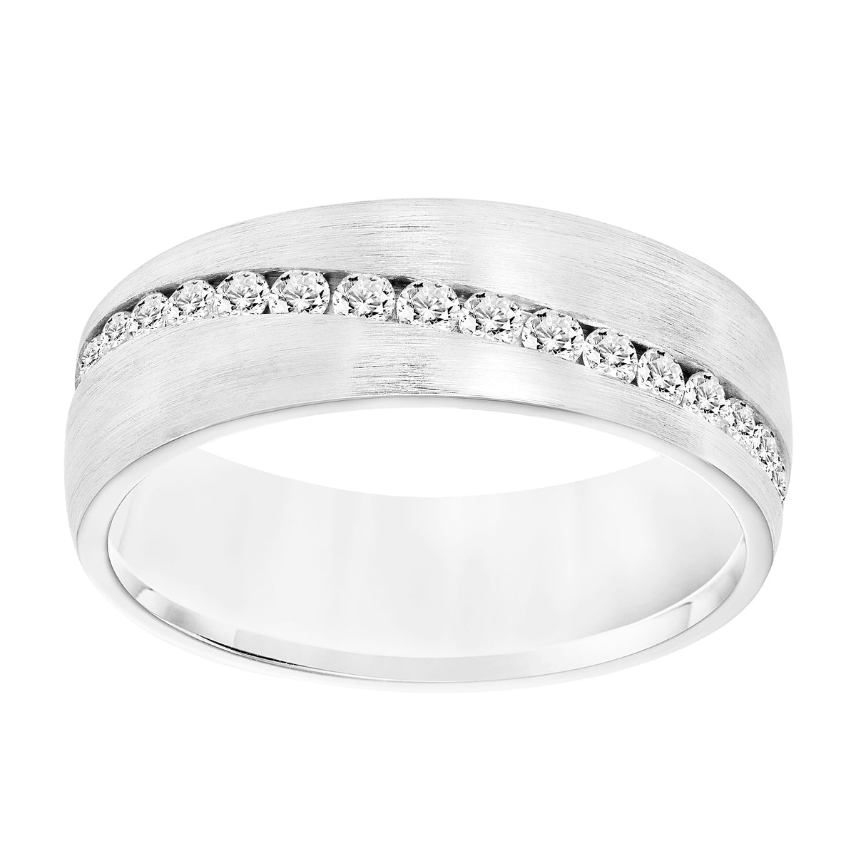 Ladies Band with Domed Satin Finish with All Around Channel Set Diamonds
