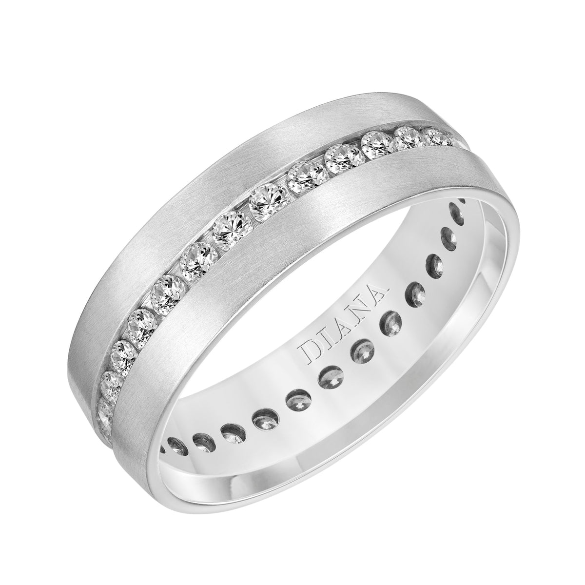 Low Dome Flat Edge Diamond Wedding Band