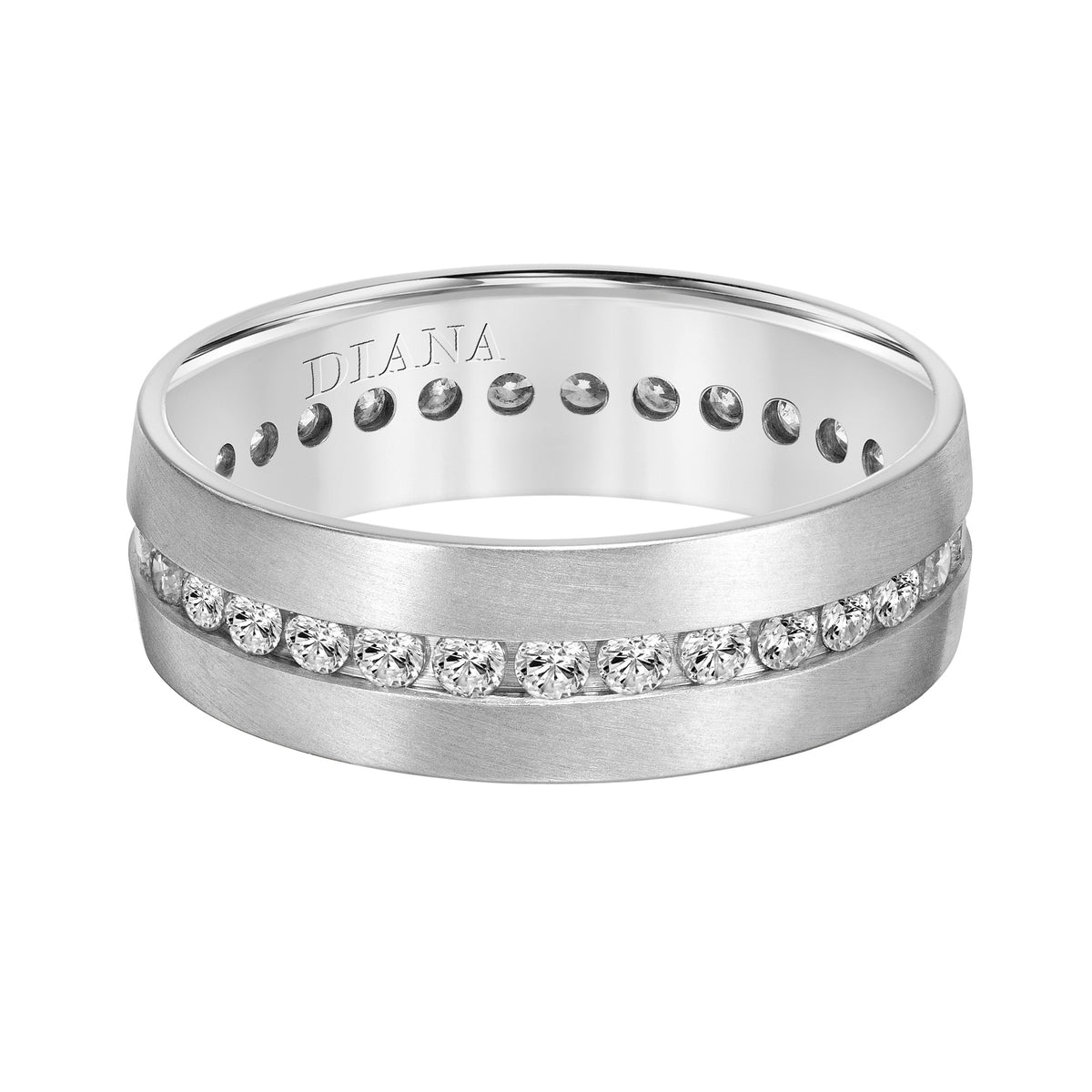 Low Dome Flat Edge Diamond Wedding Band