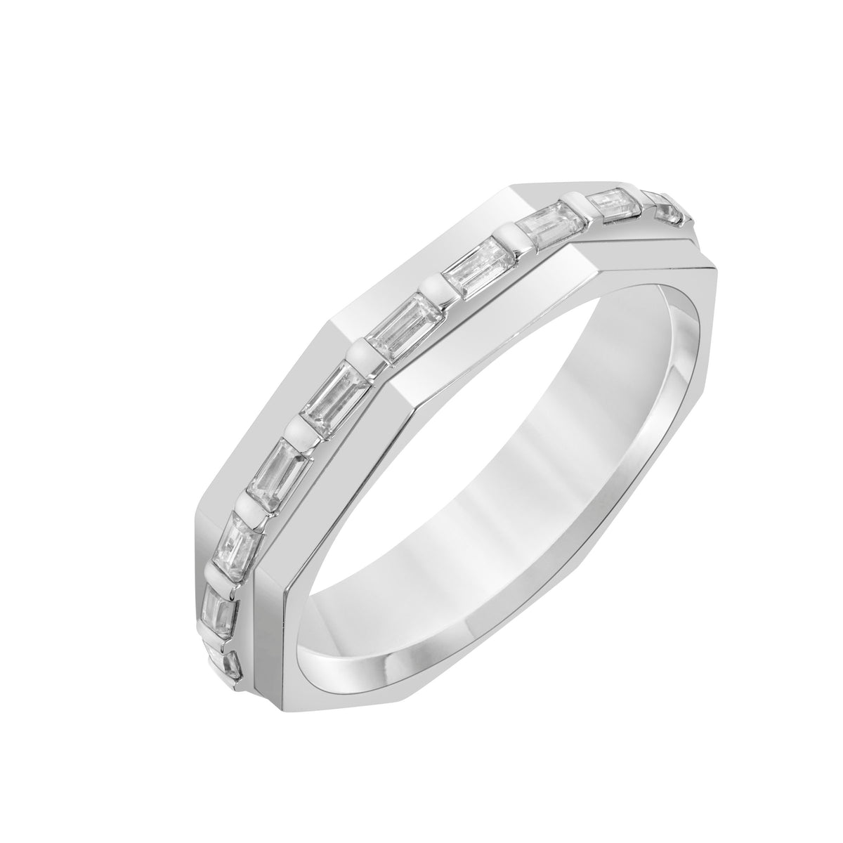 4.5mm Faceted Baguette Diamond Band