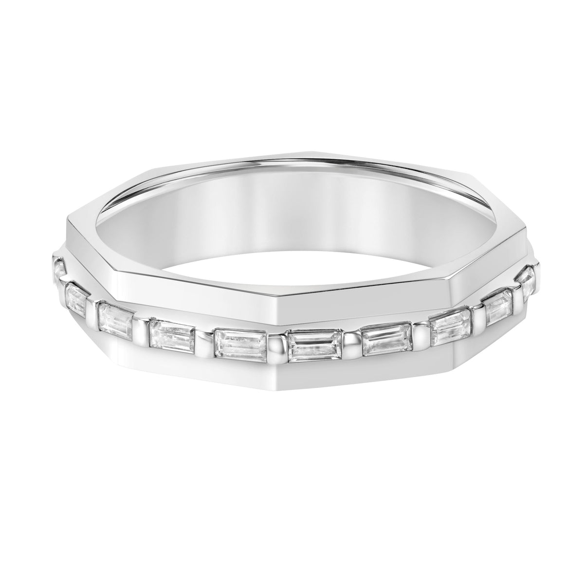 4.5mm Faceted Baguette Diamond Band