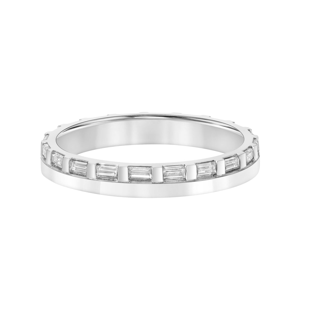 3mm Half Polished Half Baguette Diamond Eternity Band