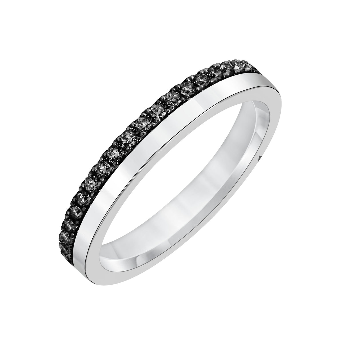 3.2mm Half Polished Half Black Diamond Eternity Band