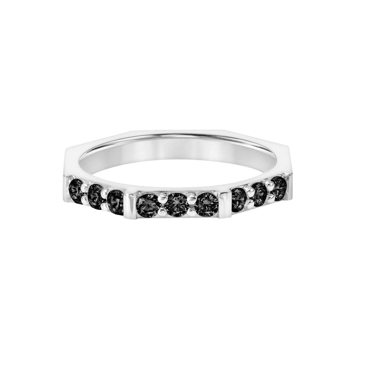 2.5mm Geometric Nine Black Diamond Band