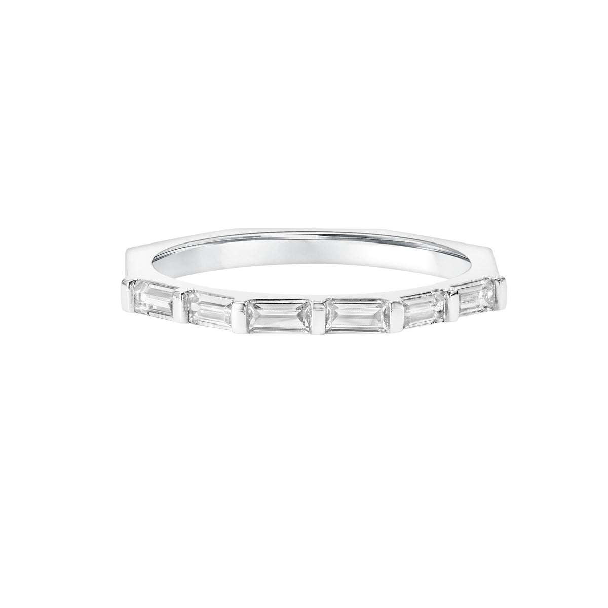 2.1mm Geometric Nine Baguette Diamond Band