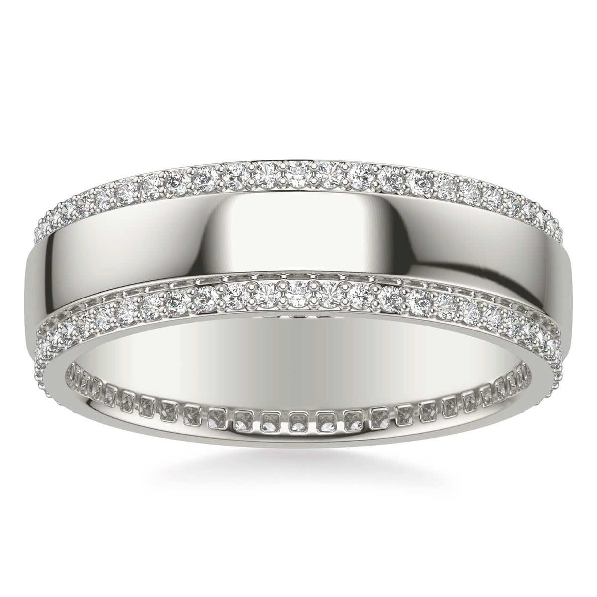 7mm Eternity Band with Two Diamond Rows