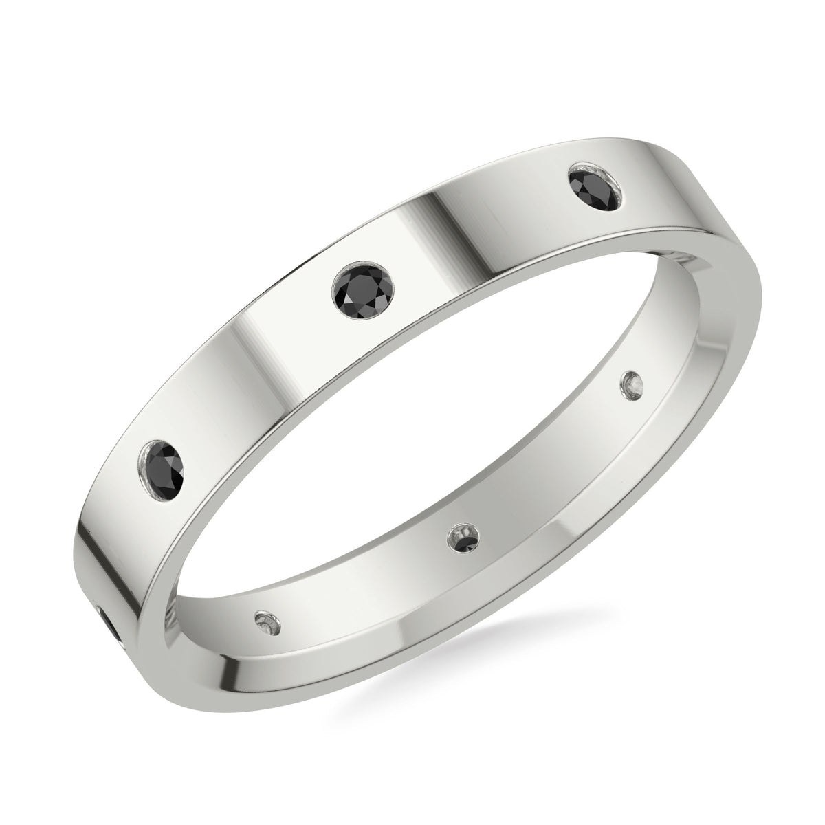 Flat Steel Edge Diamond Wedding Band