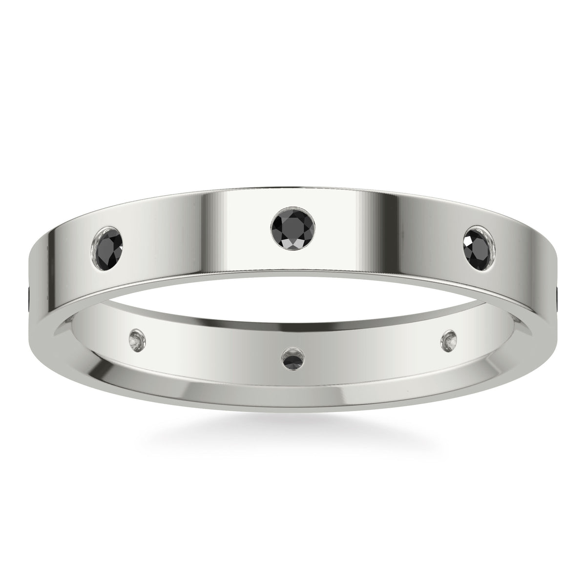 Flat Steel Edge Diamond Wedding Band
