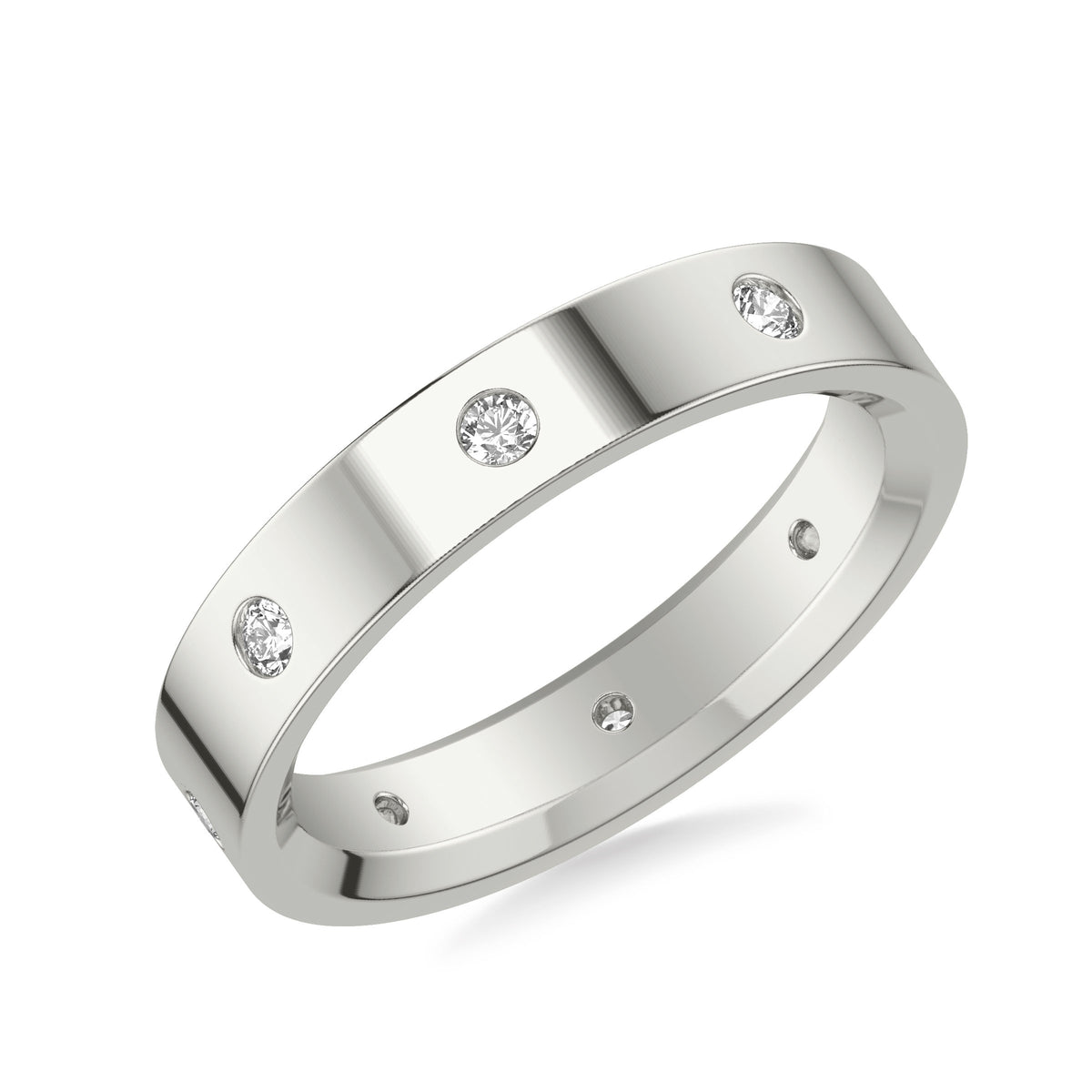 Flat Steel Edge Diamond Wedding Band