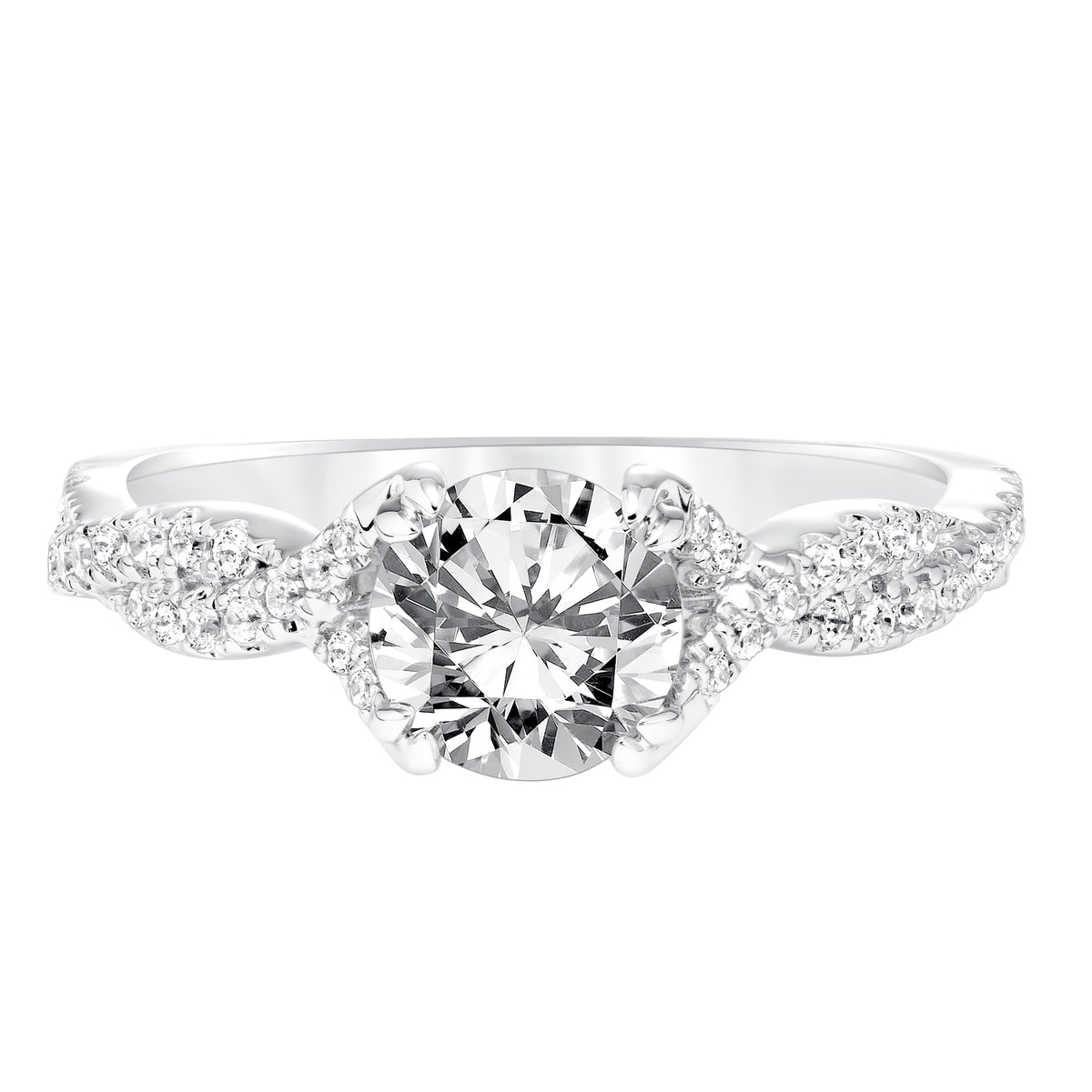 Contemporary Diamond With Twisted Shank Engagement Ring