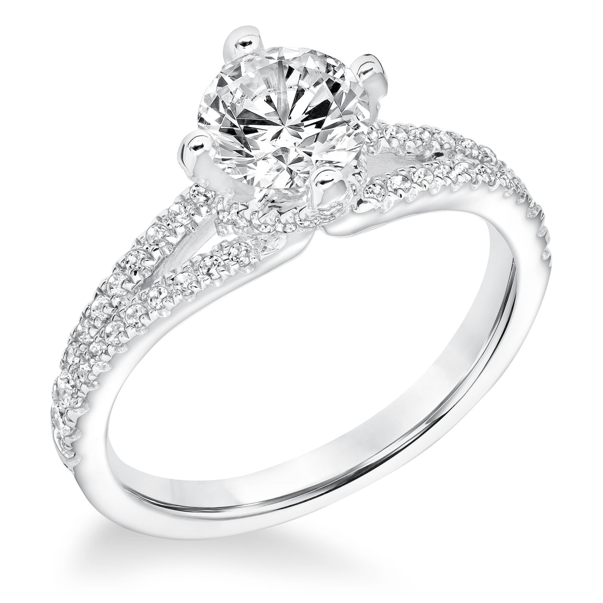 Contemporary Diamond Prong Set Split Shank Engagement Ring