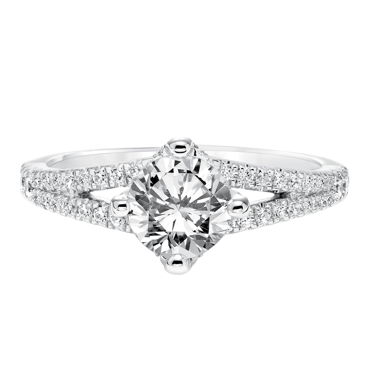 Contemporary Diamond Prong Set Split Shank Engagement Ring