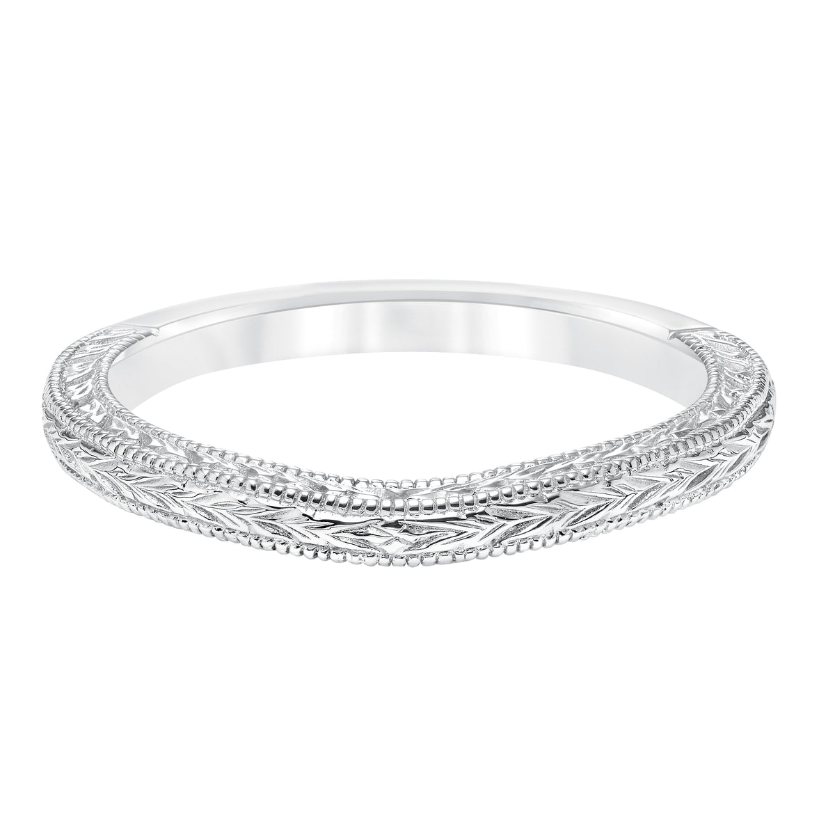 Diamond Engraved and Milgrain Wedding Band to Match 31-10026