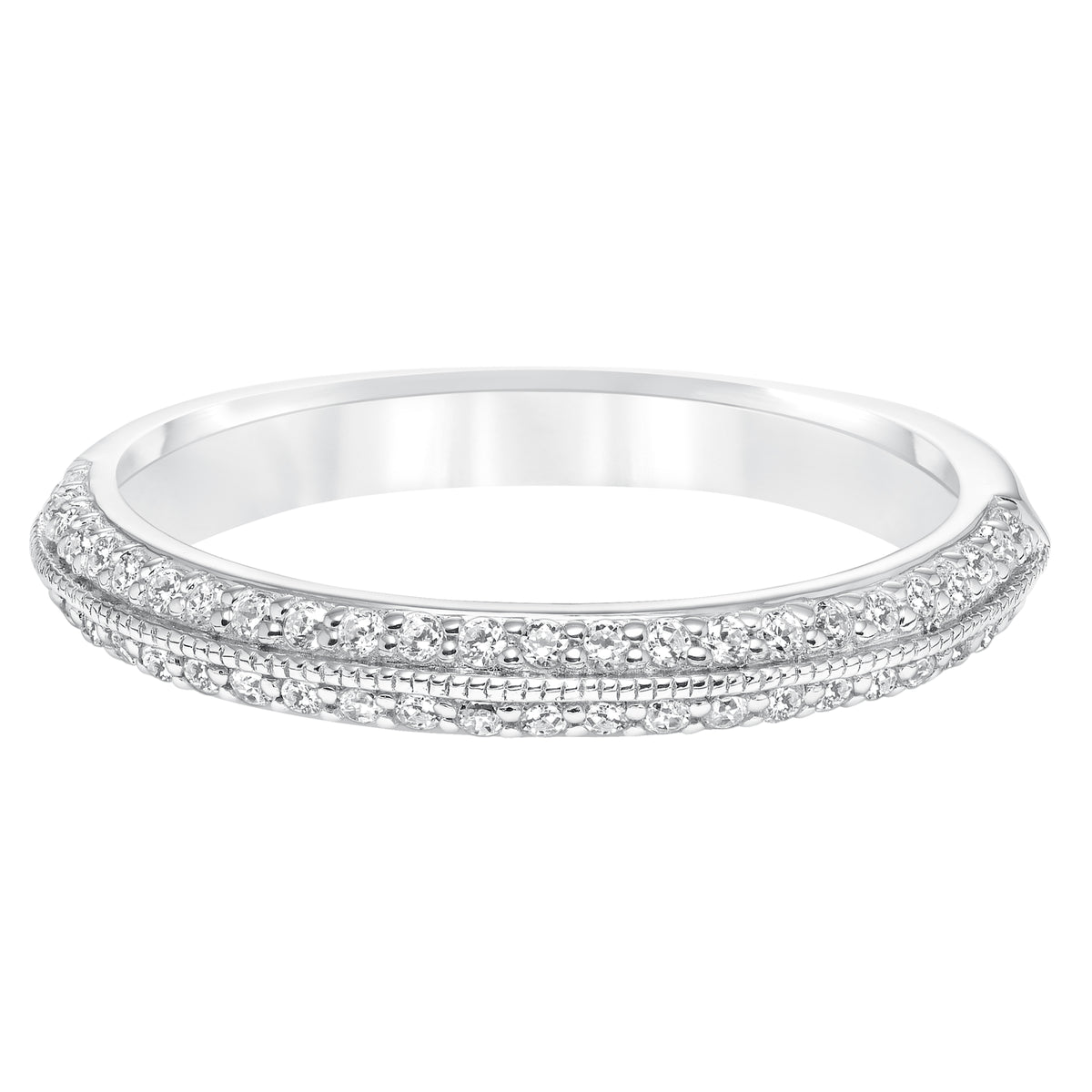 Diamond Engraved and Milgrain Knife Edge Wedding Band to Match 31-10029