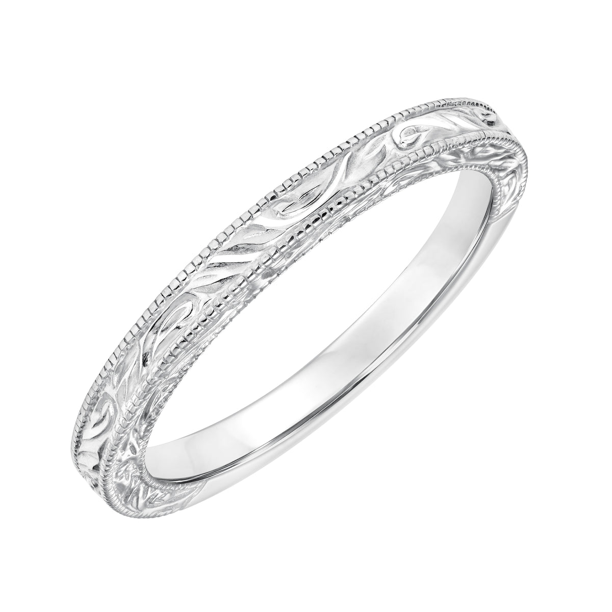 Plain Engraved And Milgrain Wedding Band to Match 31-10034