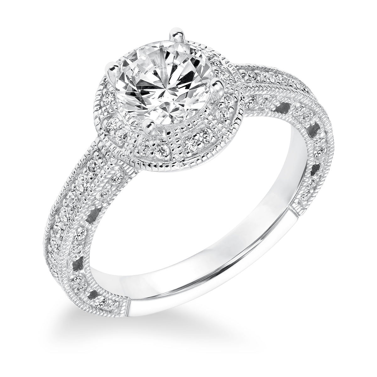Vintage Diamond With Filigree Accents And Milgrain Engagement Ring