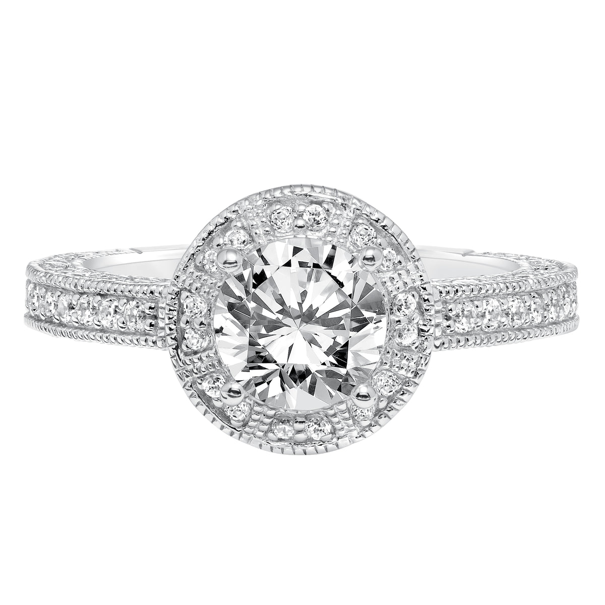 Vintage Diamond With Filigree Accents And Milgrain Engagement Ring