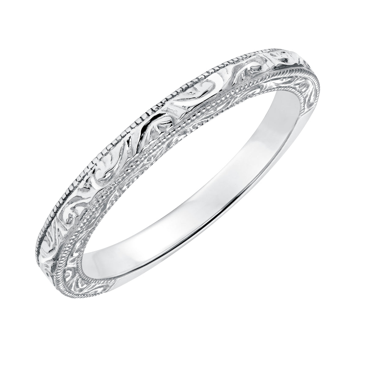 Plain Engraved and Milgrain Wedding Band to Match 31-10046