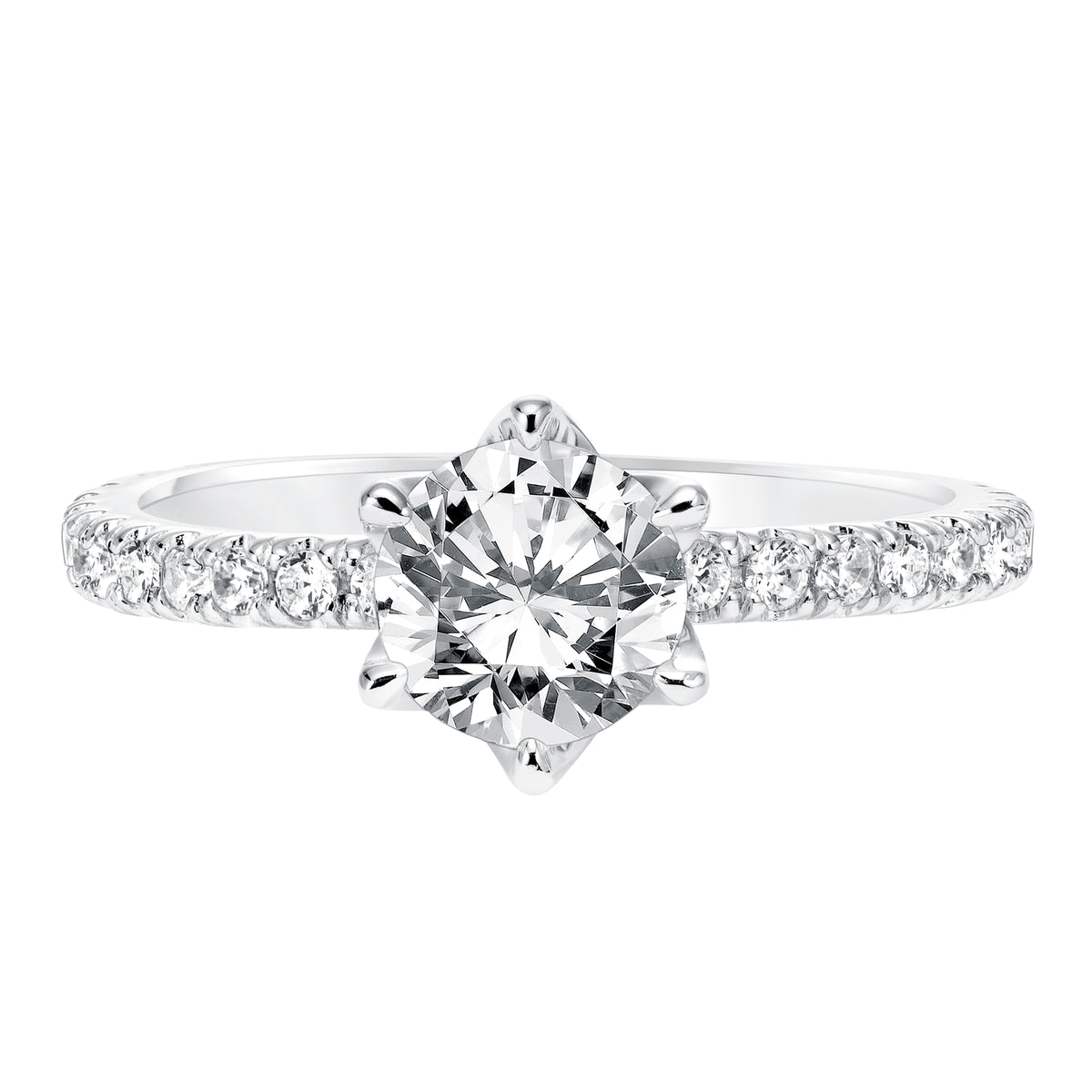 Diamond Prong Set Engagement Ring with Diamond Shank