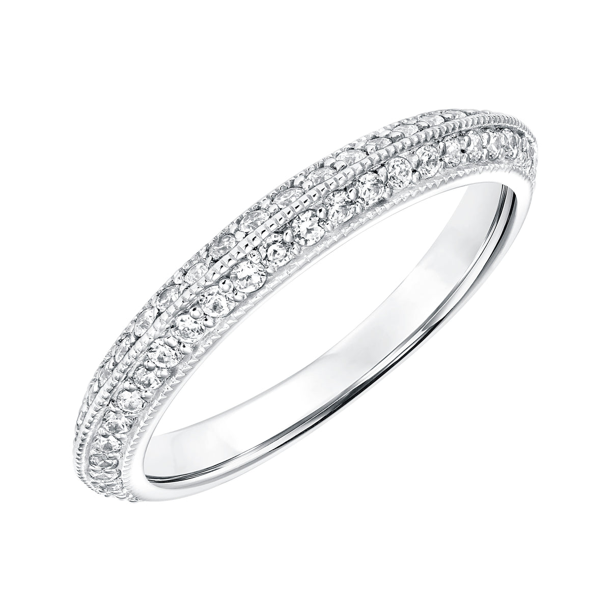 Diamond Knife Edge with Milgrain Wedding Band to Match 31-11014ERW