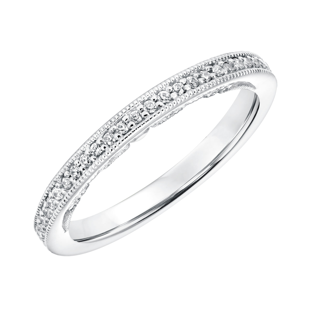 Diamond Prong Set with Milgrain Wedding Band to Match 31-11017ERW