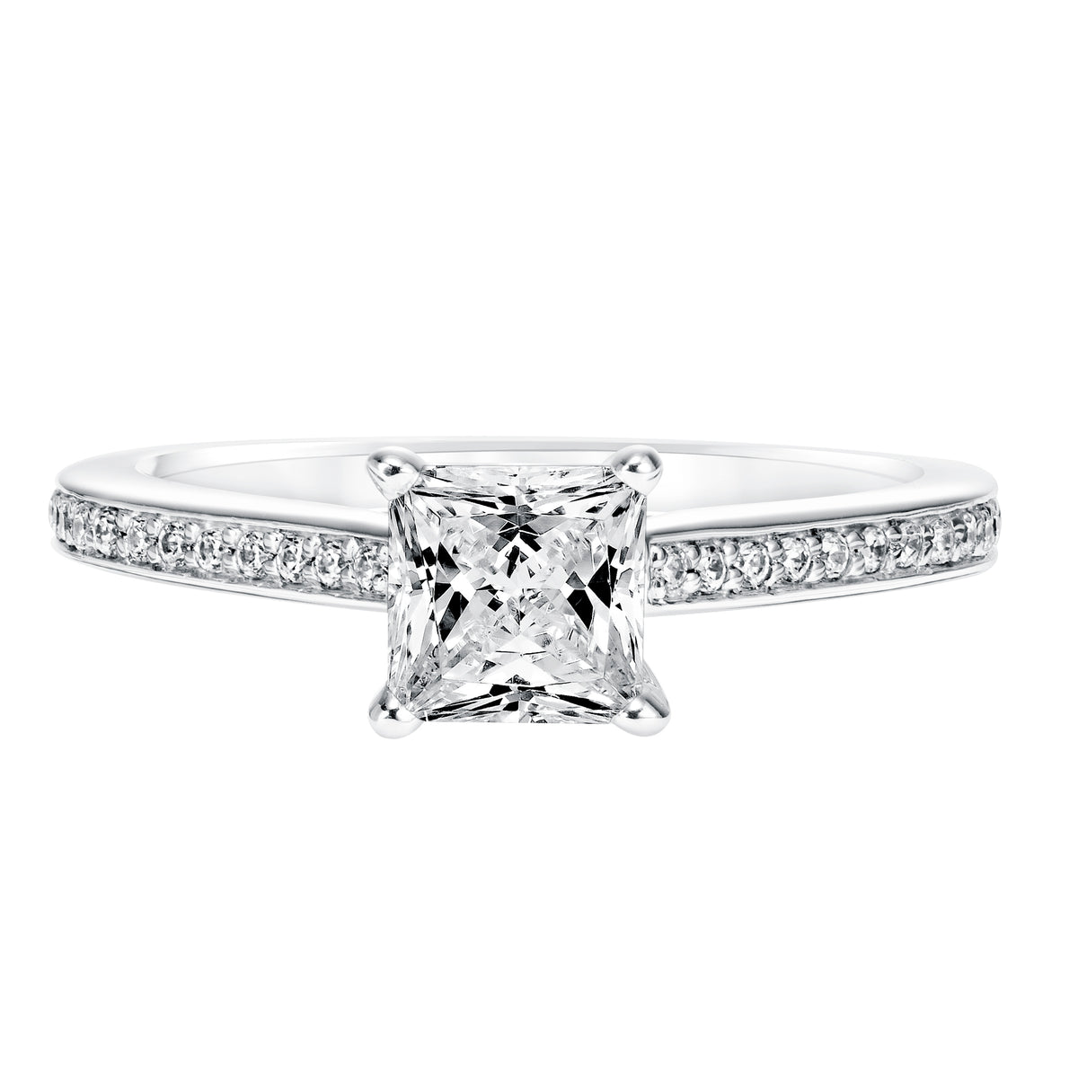 Diamond Prong Set Engagement Ring with Diamond Shank