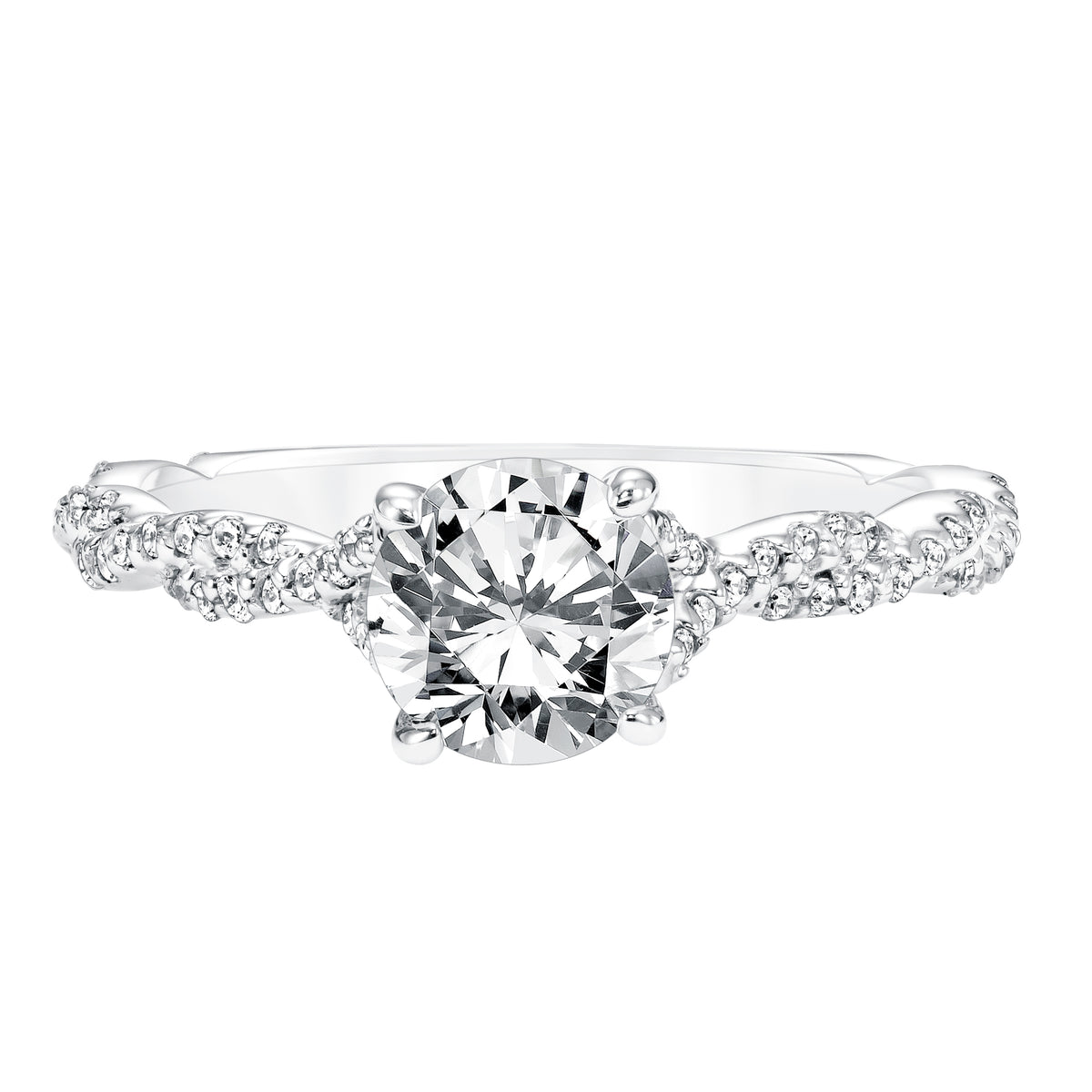 Diamond Prong Set Engagement Ring with Twisted Diamond Shank