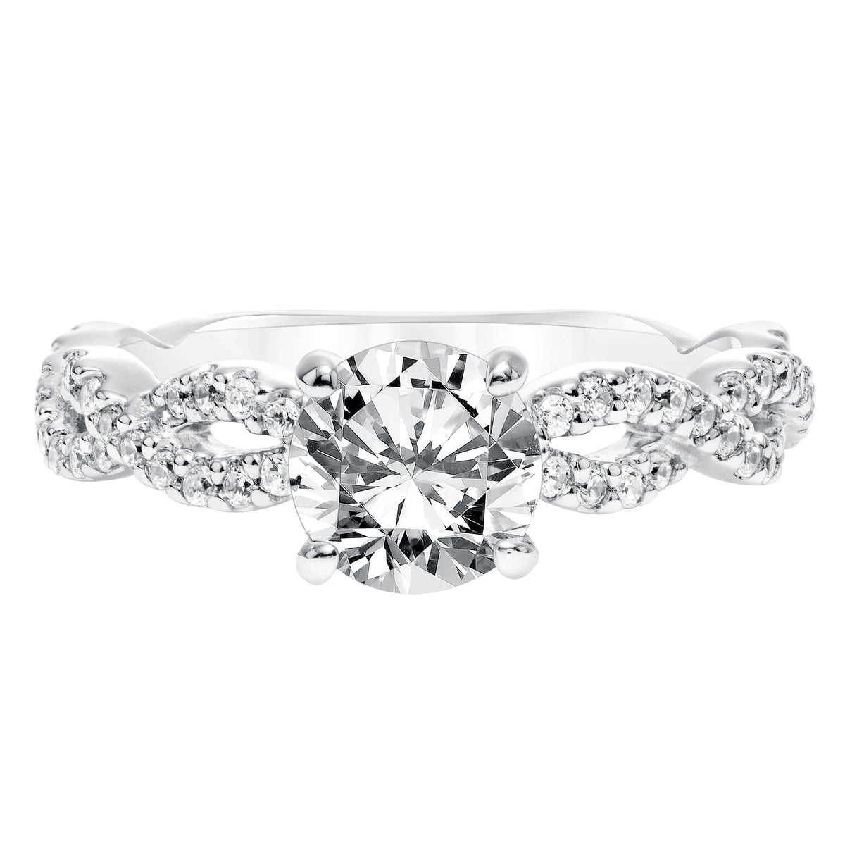 Diamond Prong Set Engagement Ring with Twisted Diamond Shank