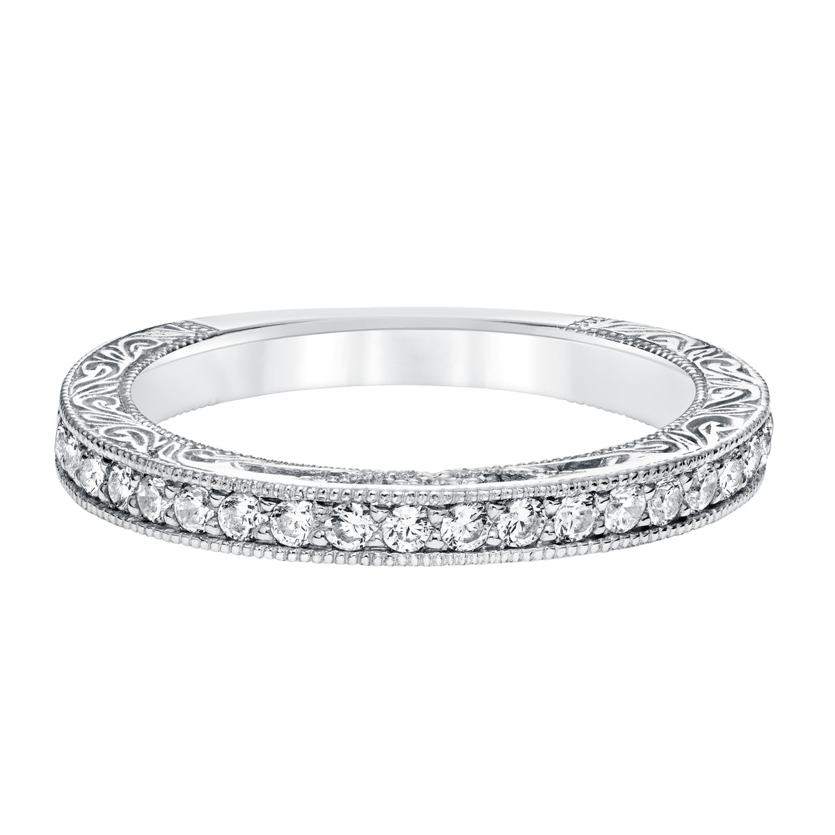 Diamond Engraved with Filigree and Milgrain Wedding Band to Match 31-11033ERW
