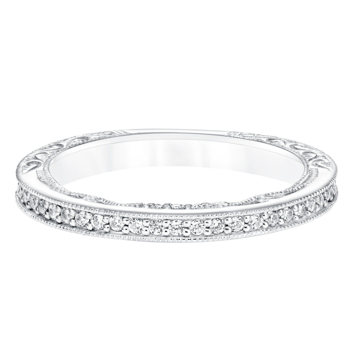 Diamond Engraved with Filigree and Milgrain Wedding Band to Match 31-11034ERW