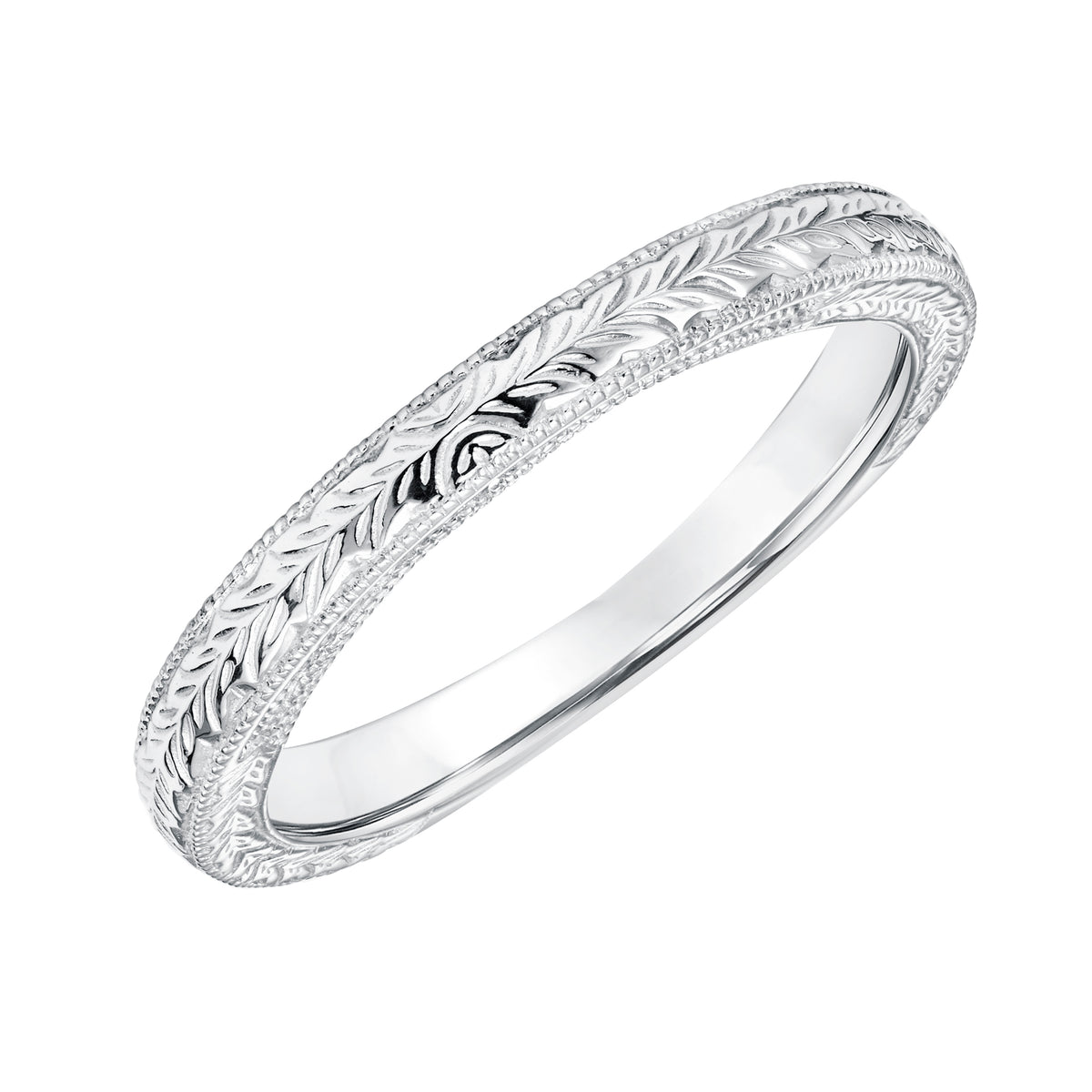 Engraved with Milgrain Wedding Band to Match 31-11035ERW