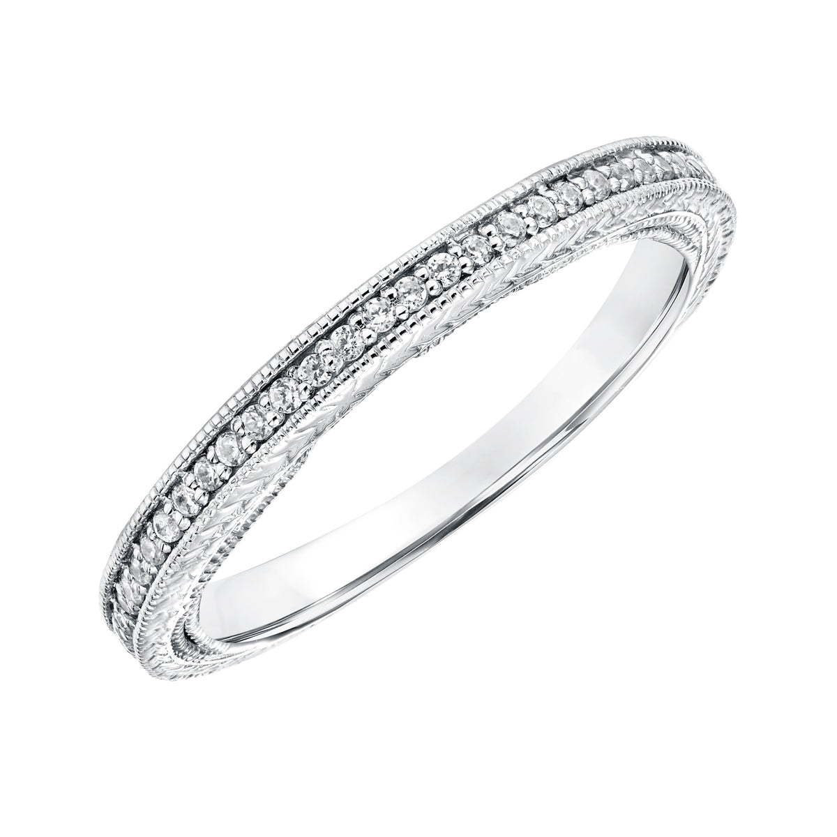 Diamond Engraved and Milgrain Wedding Band to Match 31-11038ERW