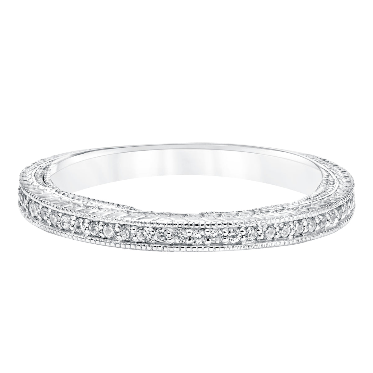 Diamond Engraved and Milgrain Wedding Band to Match 31-11038ERW