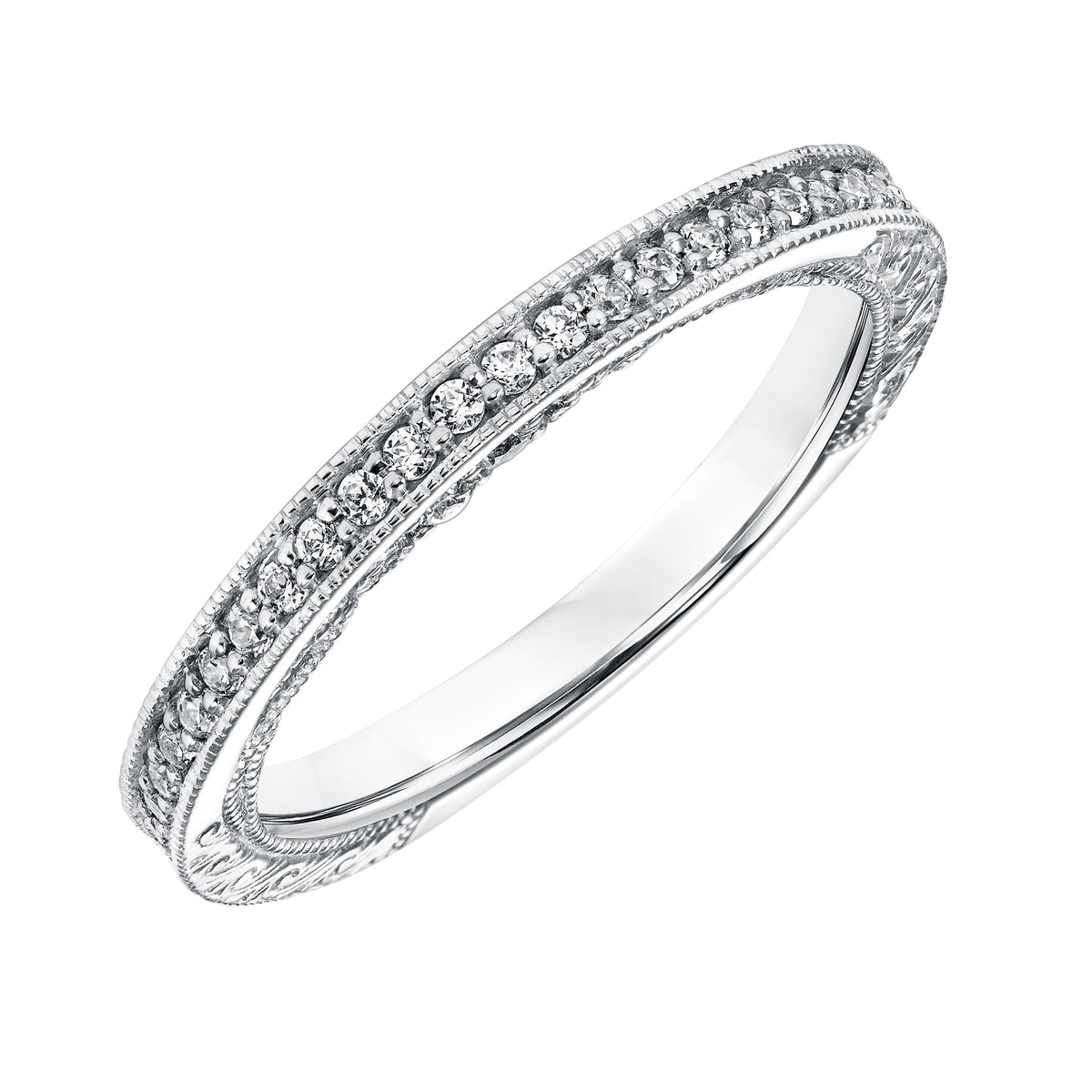 Diamond Engraved and Milgrain Wedding Band to Match 31-11039ERW