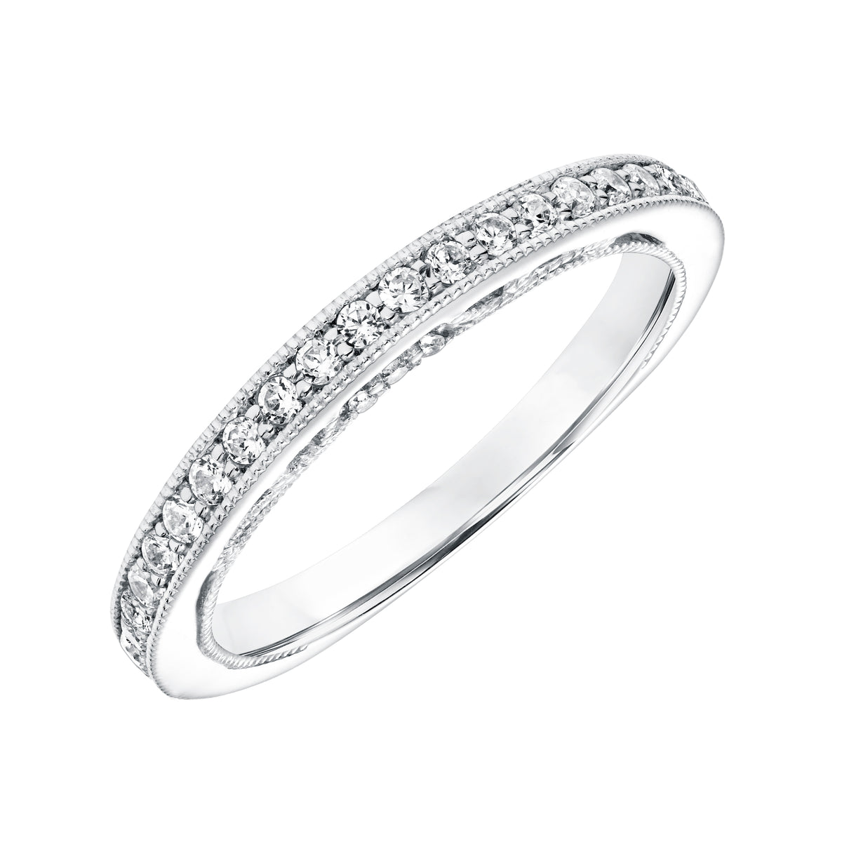 Diamond Engraved and Milgrain Wedding Band to Match 31-11040ERW
