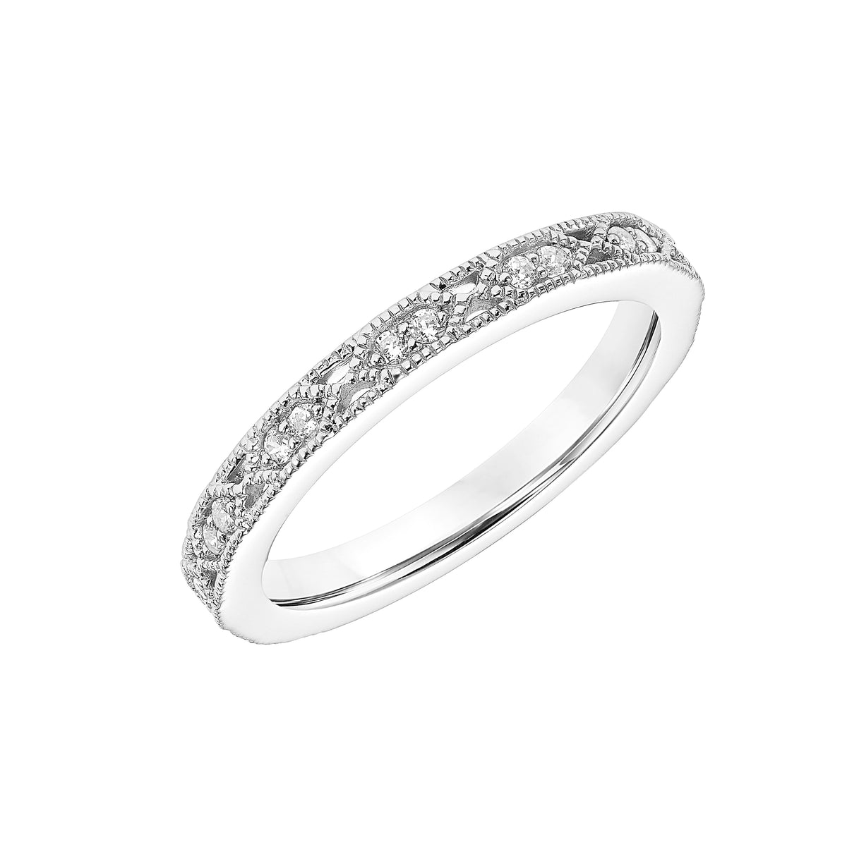 Diamond Wedding Band with Filigree and Milgrain to Match 31-11055