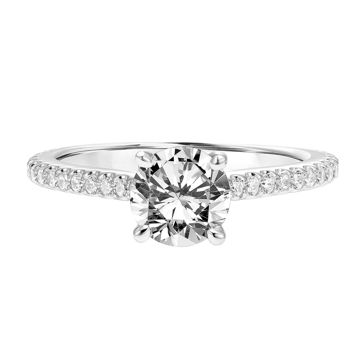 Diamond Prong Set Engagement Ring with Diamond Shank