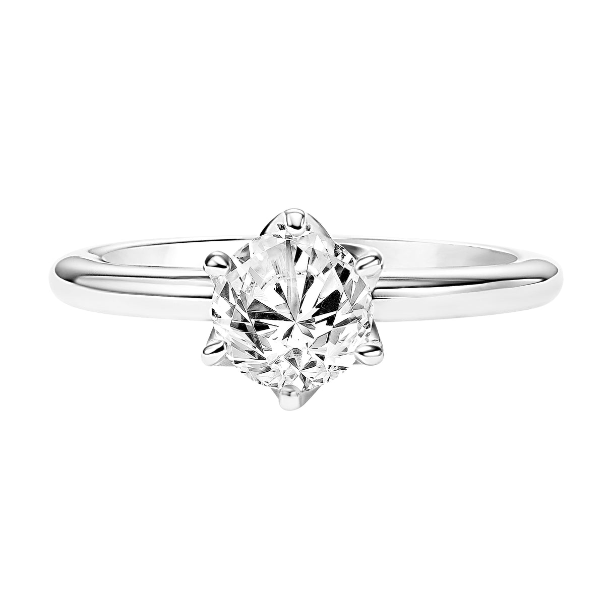 Diamond Solitaire Engagement Ring with Polished Shank