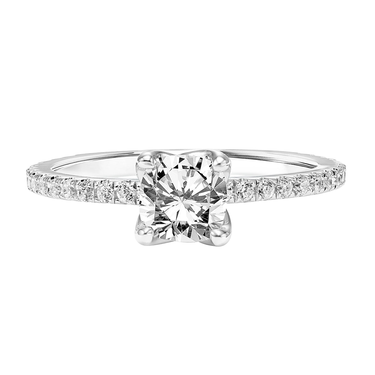 Diamond Prong Set Engagement Ring with Diamond Shank