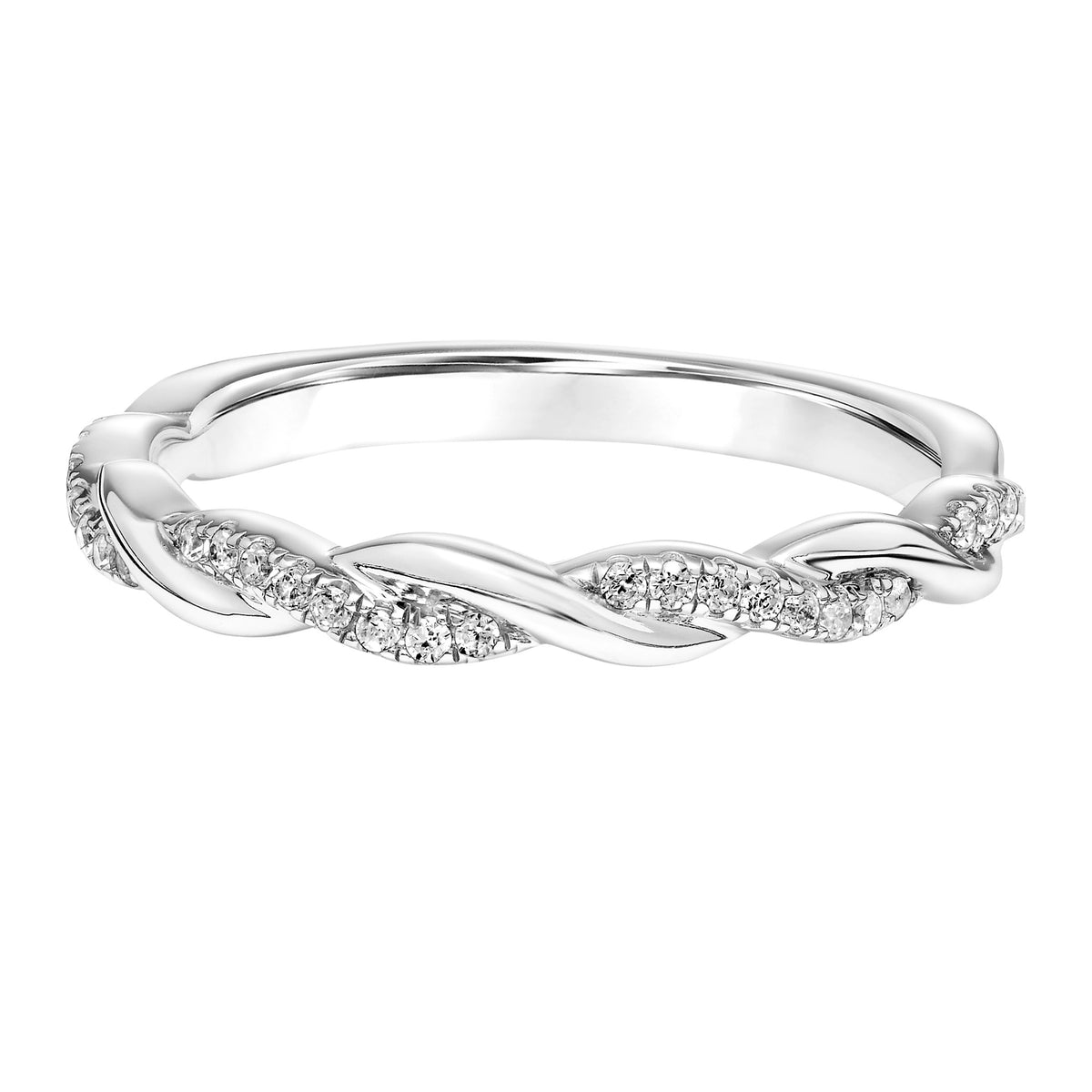 Half Diamond  Half Polished Twisted Wedding Band to Match 31-11091
