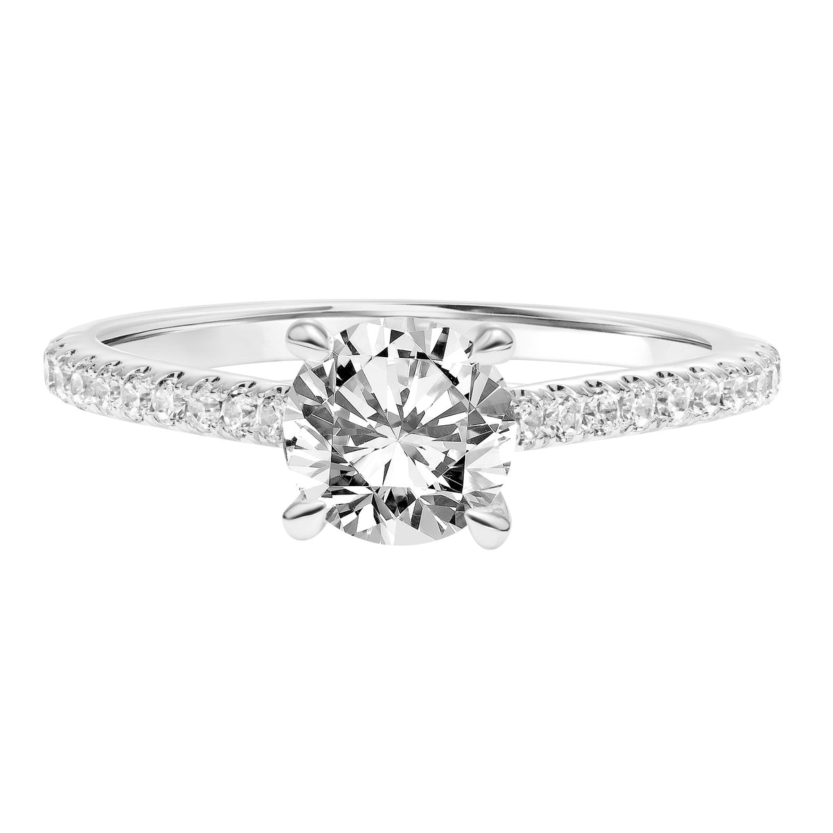 Classic Cathedral Setting Engagement Ring with Diamond Shank