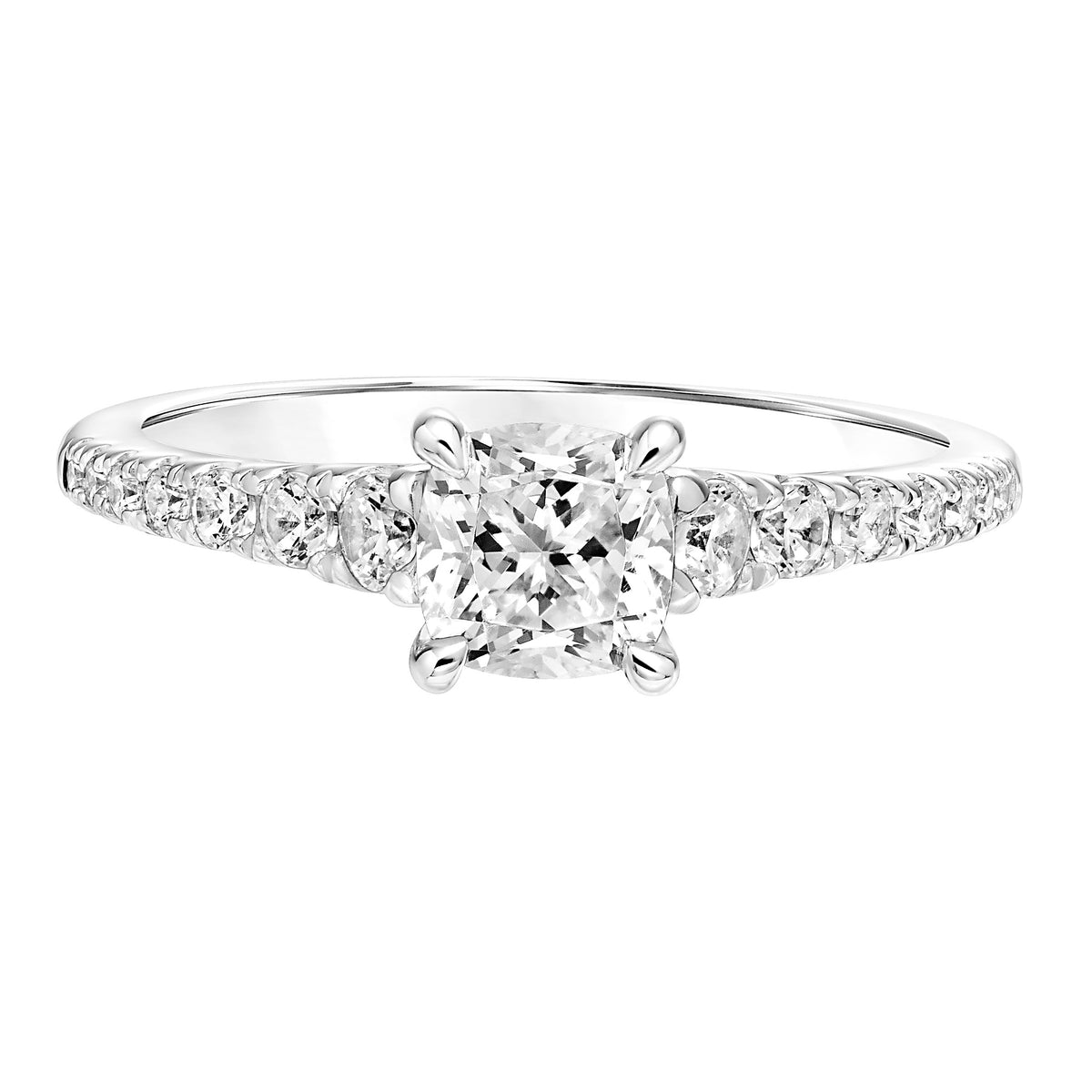 Classic Cathedral Setting Engagment Ring with Graduated Diamond Shank