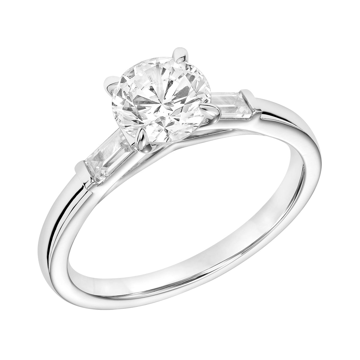 Three Stone Diamond Engagement Ring with Polished Shank